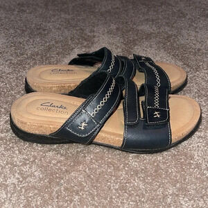 Clarks Black Roseville Bay Slide Sandals - size 7.5